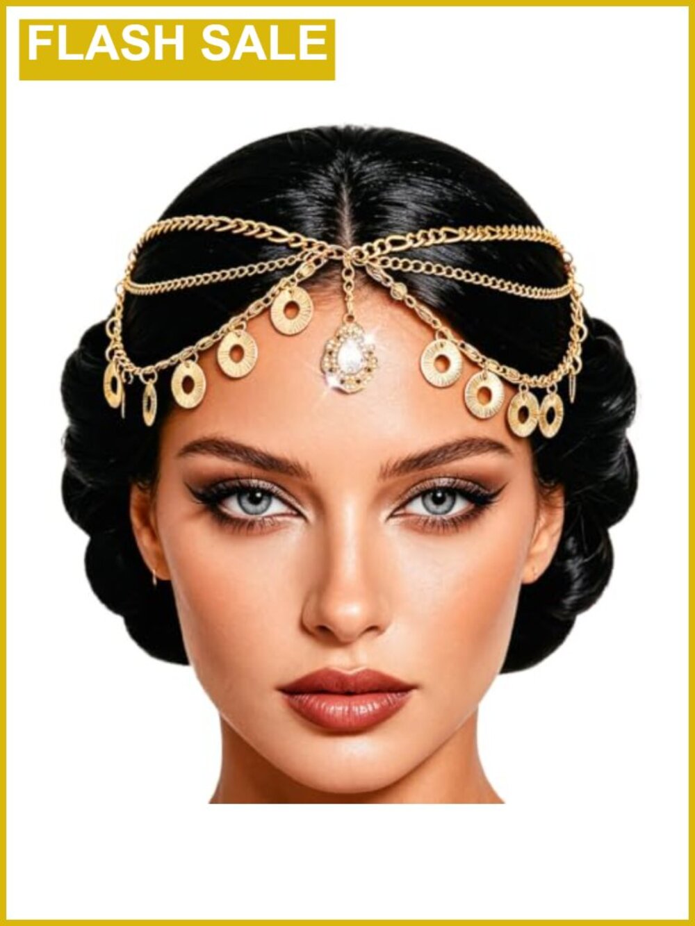 Vintage Egyptian Sequin Head Chain Gold Headpiece Hair Accessory